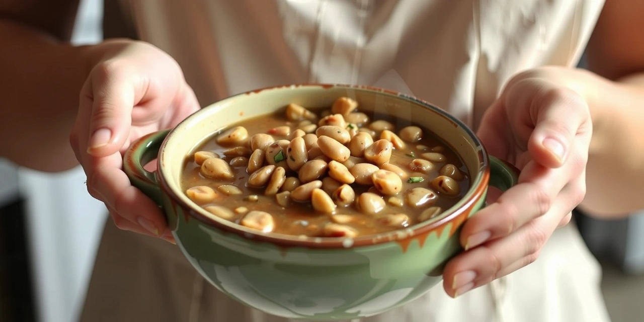 Händchen mit warmer Linseneintopf